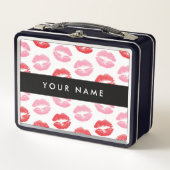 赤い唇,ピンクの唇,キス,あなたの名前,パーソナライズ メタルランチボックス (正面)