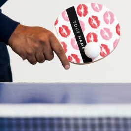 赤い唇，ピンクの唇，キス，あなたの名前，パーソナライズ 卓球ラケット