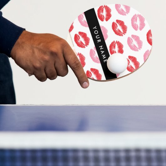 赤い唇,ピンクの唇,キス,あなたの名前,パーソナライズ 卓球ラケット (インサイチュ)