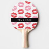 赤い唇,ピンクの唇,キス,あなたの名前,パーソナライズ 卓球ラケット (正面)