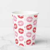 赤い唇，ピンクの唇，キス，あなたの名前，パーソナライズ 紙コップ (右)