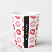 赤い唇，ピンクの唇，キス，あなたの名前，パーソナライズ 紙コップ (正面)