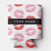 赤い唇,ピンクの唇,キス,あなたの名前,パーソナライズ 缶クーラー (裏面)