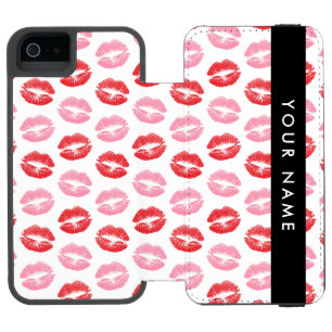 赤い唇，ピンクの唇，キス，あなたの名前，パーソナライズ iPhone SE/5/5sウォレットケース
