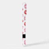 赤い唇，ピンクの唇，キス，あなたの名前，パーソナライズ iPhoneケース (右側面)