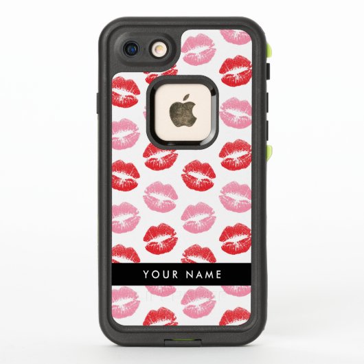 赤い唇，ピンクの唇，キス，あなたの名前，パーソナライズ LifeProof iPhoneケース (裏面)