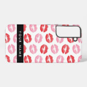 赤い唇，ピンクの唇，キス，あなたの名前，パーソナライズ SAMSUNG GALAXYケース (裏面横)