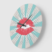 赤い唇 ラージ壁時計 (傾斜)
