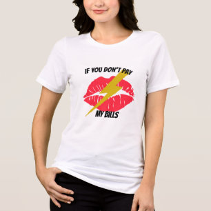 赤い唇&口 ブレークアおもしろいップ文字プリント トライブレンドTシャツ