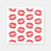 赤い唇、唇のパターン、赤い口紅、キス スタンダードカクテルナプキン (正面)