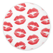 赤い唇、唇のパターン、赤い口紅、キス セラミックノブ (正面)