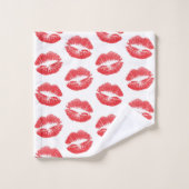 赤い唇、唇のパターン、赤い口紅、キス バスタオルセット (ウォッシュタオル)