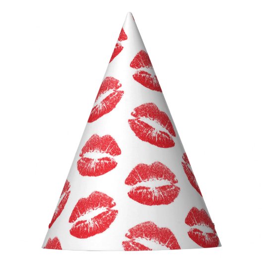 赤い唇、唇のパターン、赤い口紅、キス パーティーハット (正面)