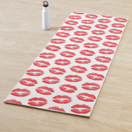 赤い唇、唇のパターン、赤い口紅、キス ヨガマット