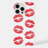 赤い唇、唇のパターン、赤い口紅、キス iPhoneケース (裏面)