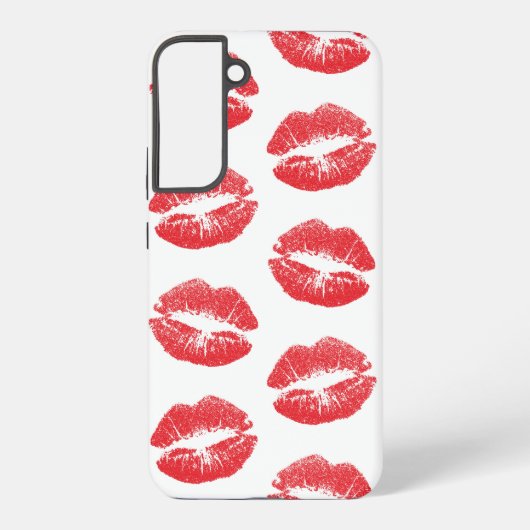 赤い唇、唇のパターン、赤い口紅、キス SAMSUNG GALAXYケース (裏面)