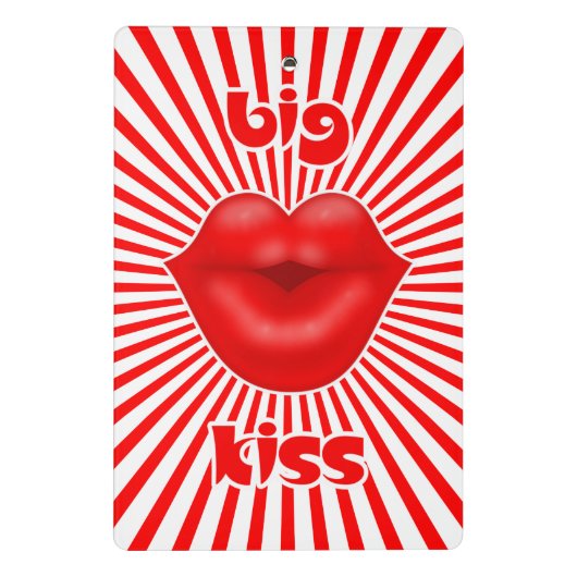 赤い唇 薄い赤い太陽の光線 大きなキス ミニクリップボード (裏面)