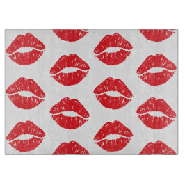 赤い唇、赤い口紅、キス、唇のパターン カッティングボード
