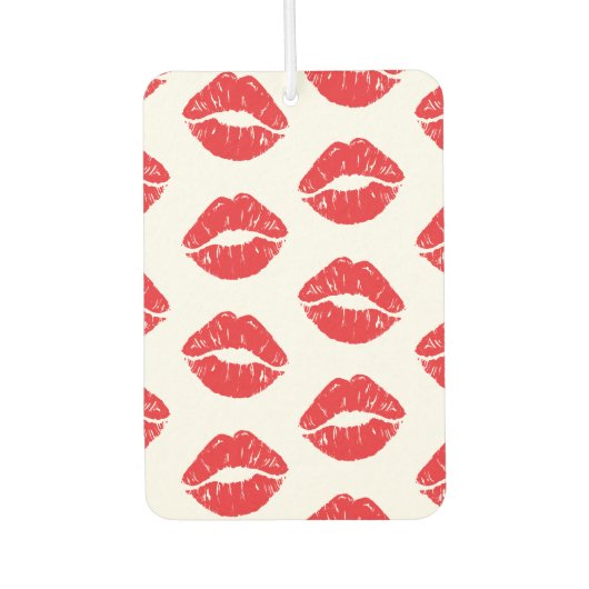 赤い唇、赤い口紅、キス、唇のパターン カーエアーフレッシュナー (正面)