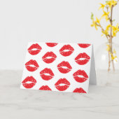 赤い唇、赤い口紅、キス、唇のパターン カード (黄色い花)