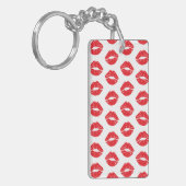 赤い唇、赤い口紅、キス、唇のパターン キーホルダー (正面左)