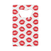 赤い唇、赤い口紅、キス、唇のパターン クレジットカード栓抜き (裏面)