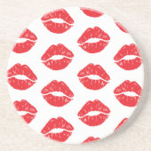 赤い唇、赤い口紅、キス、唇のパターン コースター (正面)