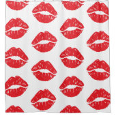 赤い唇、赤い口紅、キス、唇のパターン シャワーカーテン (正面)
