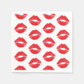 赤い唇、赤い口紅、キス、唇のパターン スタンダードカクテルナプキン (正面)