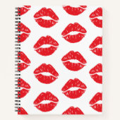 赤い唇、赤い口紅、キス、唇のパターン ノートブック (正面)