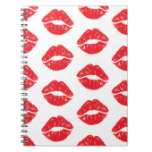 赤い唇、赤い口紅、キス、唇のパターン ノートブック (正面)