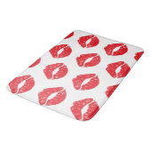 赤い唇、赤い口紅、キス、唇のパターン バスマット (アングル)