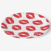 赤い唇、赤い口紅、キス、唇のパターン ペーパープレート (アングル)