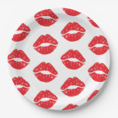 赤い唇、赤い口紅、キス、唇のパターン ペーパープレート (正面)