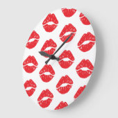 赤い唇、赤い口紅、キス、唇のパターン ラージ壁時計 (傾斜)