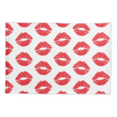 赤い唇、赤い口紅、キス、唇のパターン 枕カバー (裏面)