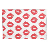 赤い唇、赤い口紅、キス、唇のパターン 枕カバー (正面)