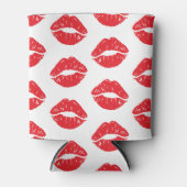 赤い唇、赤い口紅、キス、唇のパターン 缶クーラー (正面)