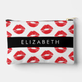 赤い唇、赤い口紅、唇のパターン、あなたの名前 アクセサリーポーチ (裏面)