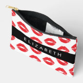 赤い唇、赤い口紅、唇のパターン、あなたの名前 アクセサリーポーチ (見開き)