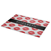 赤い唇、赤い口紅、唇のパターン、あなたの名前 カッティングボード (角)