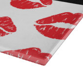 赤い唇、赤い口紅、唇のパターン、あなたの名前 カッティングボード (角)
