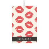 赤い唇、赤い口紅、唇のパターン、あなたの名前 カーエアーフレッシュナー (裏面)
