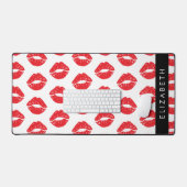 赤い唇、赤い口紅、唇のパターン、あなたの名前 デスクマット (キーボード&マウス)