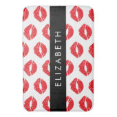 赤い唇、赤い口紅、唇のパターン、あなたの名前 バスマット (正面縦)