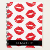赤い唇、赤い口紅、唇のパターン、あなたの名前 プランナー手帳 (正面)