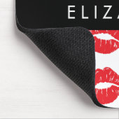 赤い唇、赤い口紅、唇のパターン、あなたの名前 マウスパッド (コーナー)