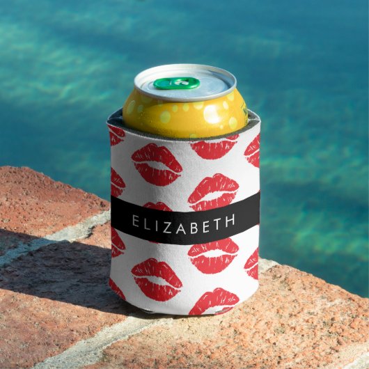 赤い唇、赤い口紅、唇のパターン、あなたの名前 缶クーラー (インサイチュ プール)