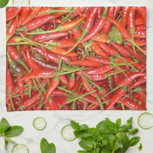 赤い唐辛子 キッチンタオル (折り畳み)