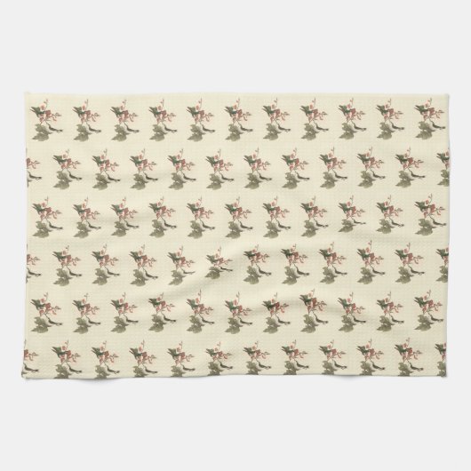 赤い喉を持った、またはルビーの喉を持ったハミングバード キッチンタオル (横)